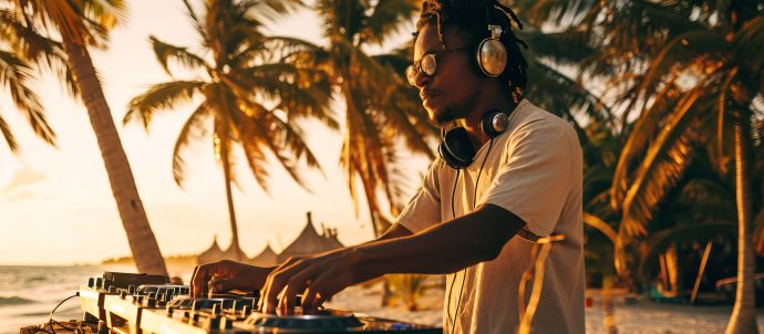 African DJ on the beach