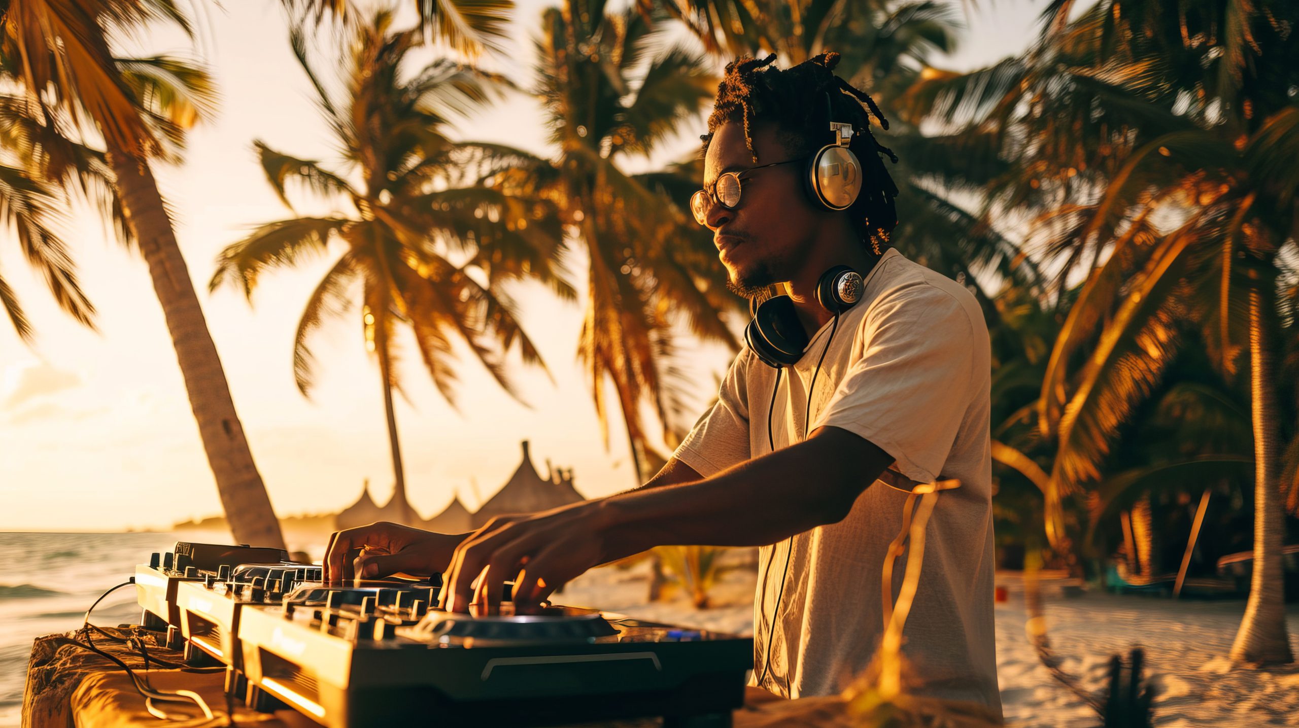 African DJ on the beach